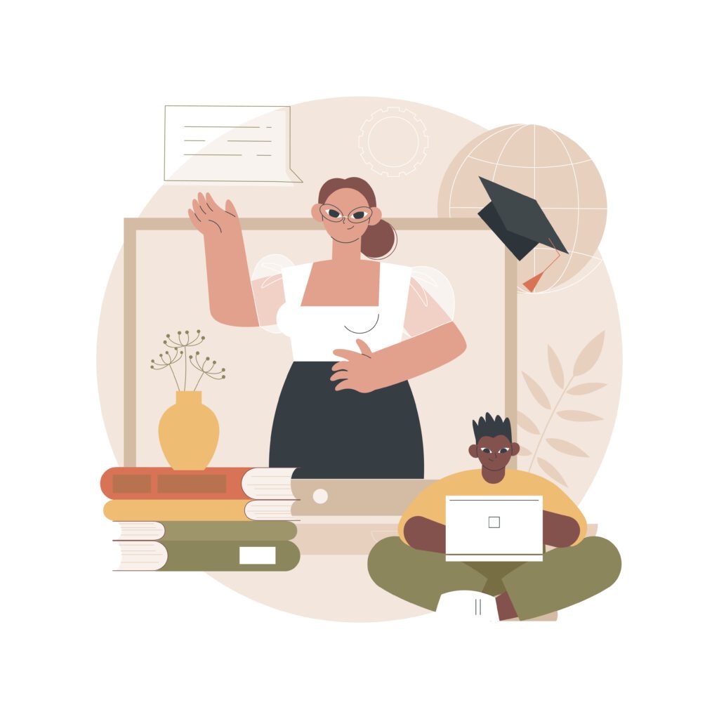 Illustration vectorielle conceptuelle d'un atelier en ligne. Atelier d'apprentissage en ligne, éducation en ligne, métaphore abstraite de l'apprentissage à distance